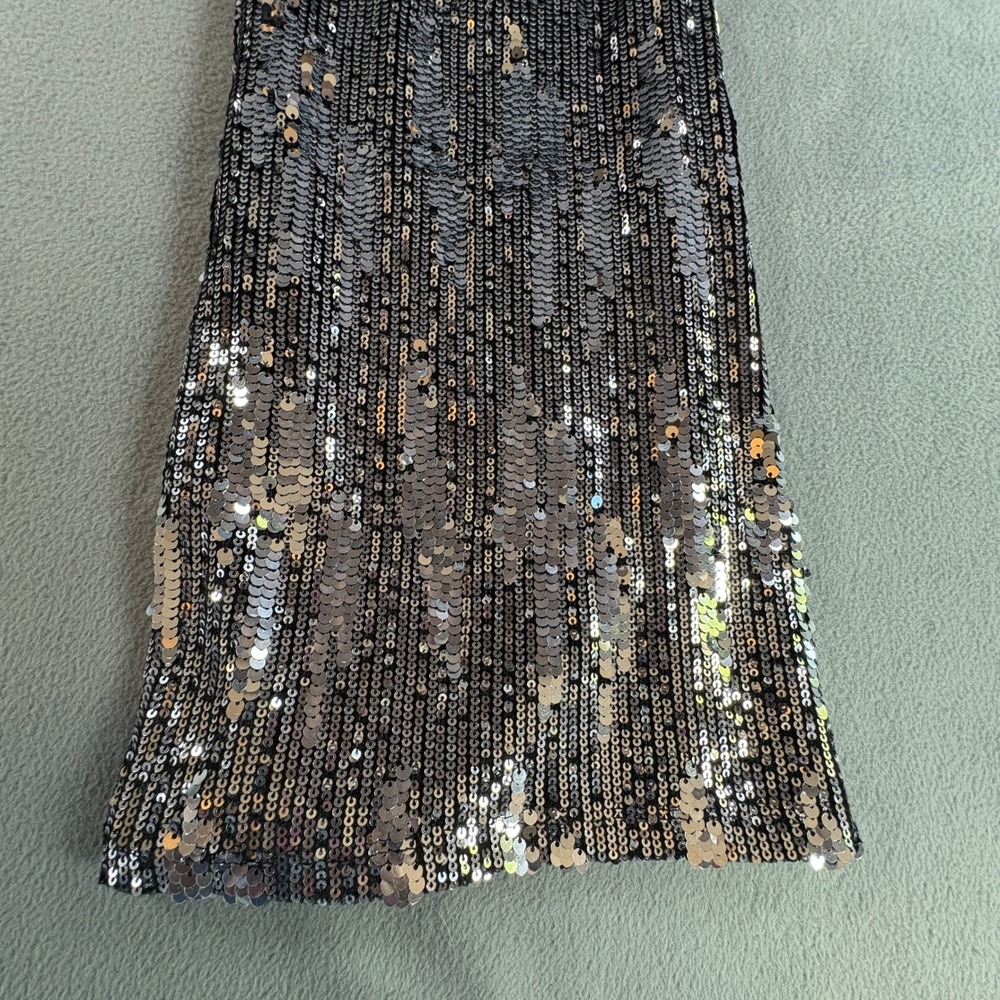 No Boundaries Womens Silver Sequin Flare Leg Pants Black High Waist Large 12-14 - Picture 4 of 6